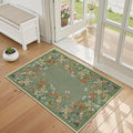 Wonnitar 2x3 Boho Bathroom Rugs Non Slip Washable Kitchen Rug, Green Floral Small Area Rugs for Entryway, Low Pile Soft Door Mat Indoor Entrance Throw Carpet for Bedside Laundry Room (Green,2'x3')