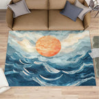 Boho Sun Area Rugs 5x7ft, Mosaic Sunburst Rugs for Living Room, Abstraction Deco Floor Rug Sturdy and Non-Shedding for Bedroom Hardwood Floors Teen Room
