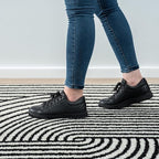 Abani Nuevo Collection Area Rug - Mid-Century Black and White Arch Knot Design - 2' x 3' - for Living Room, Bedroom & Office