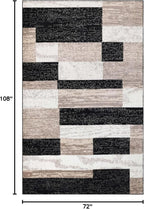 Superior Indoor Area Rug, Jute Backed, Modern Geometric Patchwork Floor Decor for Bedroom, Office, Living Room, Entryway, Kitchen, Hardwood Floors, Rockwood Collection, 6' x 9', Ivory-Beige