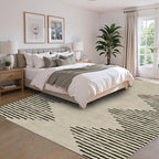 HelloTree Area Rug for Living Room 8x10 Washable Geometric Moroccan Rug Stripe Farmhouse Bohemian Minimalistic Non Slip Non Shedding Ultra Thin Soft Rug for Bedroom Office DiningRoom Nursery-Cream