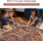 Moynesa Ultra-Thin Washable Runner Rug - 2x7 Low Pile Kitchen Rug Runners for Hallways, Boho Non-Slip Low Pile Indoor Throw Carpet Runner for Living Room Bedroom Bathroom Floor Camper, Brown