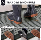 Front Door Mat 24''x35'', Absorbent Muddy Dirt Resist Washable Non Slip Low-Profile Indoor Doormat, Easy Clean Welcome Entryway Door Mats, Grey