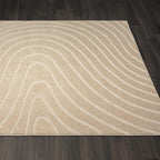 LUXE WEAVERS Modern Geometric Wave Beige 4x6 Area Rug