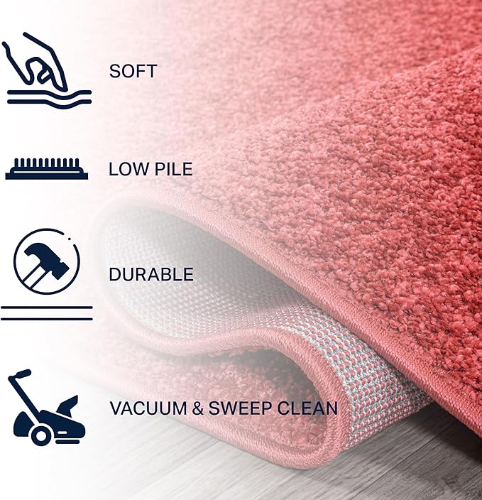 JONATHAN Y Haze Solid Low-Pile Red 5' Round Indoor Area Rug, Coastal,Bohemian,Minimalist,Classic, Easy-Cleaning for Living Room,Bedroom,Kitchen,Pet Friendly,Non-Shedding (SEU100E-5R)