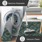 KILOCOCO Hallway Runner Rug 2'x8' Runners for Hallways Washable Runner Rug Non Slip Laundry Room Rug Low-Pile Rug Runner for Bedroom Kitchen Living Room Boho Rug, Green