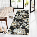 Lahome Floral 2x5 Washable Rug Runner - Black Entryway Kitchen Runner Rug Non-Slip Ultra-Thin Stain Resistant, Paisley Print Accent Carpet for Hallway Bedroom Laundry Living Room