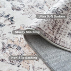 jinchan Kalen Round Rug 6ft Area Rug Washable Vintage Indoor Retro Floor Cover Distressed Gray Floral 6' Round Circle Boho Non Slip Thin Carpet for Living Room Dining Room Bedroom Kitchen Grey