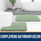 OLANLY Bathroom Rugs 47x24, Extra Soft Absorbent Chenille Bath Rugs, Rubber Backing Quick Dry, Machine Washable Bath Mats for Bathroom Floor, Tub and Shower, Home Decor Accessories, Sage Green