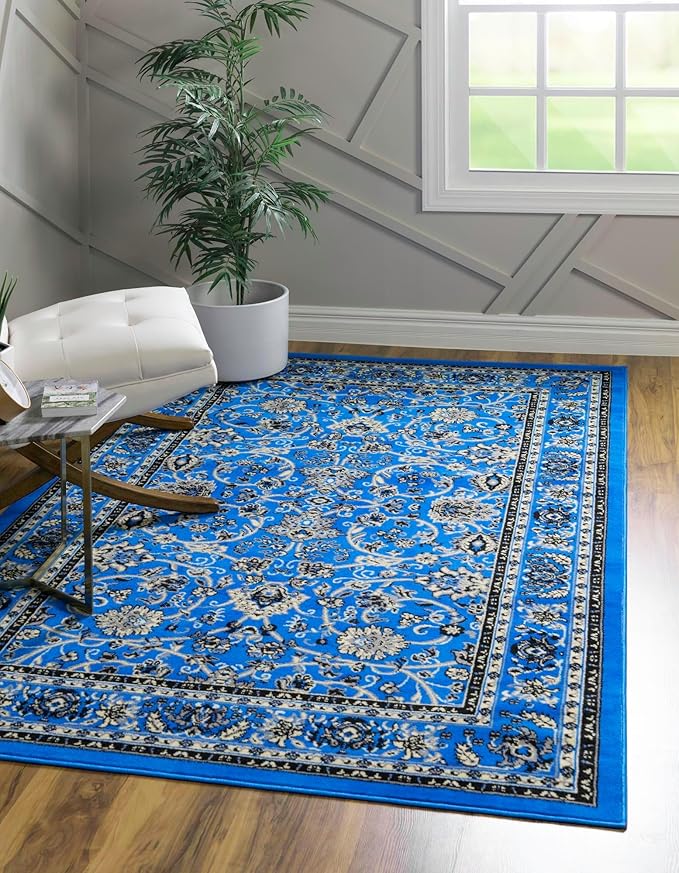 Unique Loom Sialk Hill Collection Area Rug - Washington (6' x 9' Rectangle Dark Blue/Black)