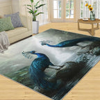 Peacock Rug 4x5-4x5 Rug, Peacock Couples Area Rugs for Bedroom, Nature Waterfall Rugs for Living Room, Animal Bird Washable Mat, Teal Turquoise Carpet - Peafowl Home Decor & Gifts