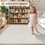 LBRO2M Easy Jute Solid Area Rug 4X6 Washable Rugs for Living Room Bedroom Natural Jute Look Indoor Outdoor Rug Durable, Solid Non Shedding Eco Friendly (4X6 Light Ivory)