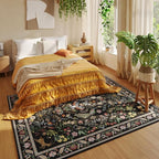 8x10 Area Rugs for Living Room Washable Rug Floral Non-Slip Large Rug for Living Room, Bedroom, Farmhouse, Dining Room, Kids Playroom (Vibrant Black)