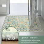 Morebes Boho Light Green Large Area Rugs for Bedroom, Floral Washable Area Rugs 9x12 Living Room Non Slip, Soft Thin Distressed Carpet for Nursery Girls Home Dinning Room Kids Playroom