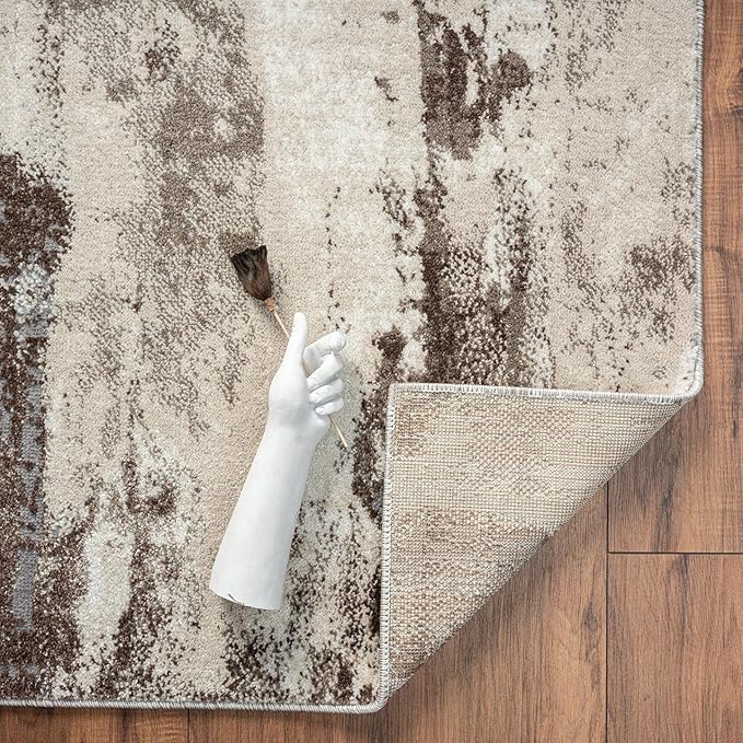 LUXE WEAVERS Euston Collection 7681 Brown 9x12 Modern Abstract Area Rug