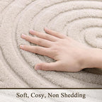 SHACOS Soft Cozy Fluffy Arch Pattern High Low Pile Area Rugs 4'x6' Non Slip Washable Scandinavian Minimalist Rug Modern Geometric Arc Carpet for Living Room Bedroom Dining Room, Beige