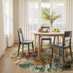 Washable Area Rugs 8ft Non-Slip Modern Abstract Soft for Living Room Entryway Bedroom Nursery, Print Pattern, Green Orange Rust Red Cream Colorful