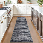 2x7 Modern Abstract Runner Rug for Hallways, Black Super Soft Hallway Decor Kitchen Rugs with Non-Slip, Non-Shedding Washable Rug for Hallways Entryway Bedroom Indoor