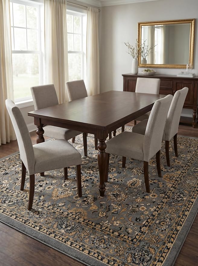 Rugs.com Yasmin Collection Rug – 8 Ft Square Gray Medium Rug Perfect for Living Rooms, Kitchens, Entryways