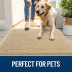 OLANLY Dog Door Mat for Muddy Paws 50x30, Absorbs Moisture and Dirt, Absorbent Non-Slip Washable Doormat, Quick Dry Chenille Mud Mat for Dogs, Entry Indoor Entryway Carpet for Inside Floor, Beige