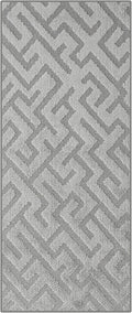 24ft Runner Rug by Custom Size - Deco Grey | Non-Slip Rubber Backed | Washable & Pet Friendly | Edge Bound