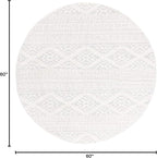 SAFAVIEH Tulum Collection Area Rug - 5' Round, Ivory & Light Grey, Moroccan Boho Tribal Design, Non-Shedding & Easy to Clean, Ideal for Living Room, Bedroom, Dining Space (TUL272G)