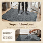 MontVoo Door Mat Indoor Entrance Doormat, Absorbent Durable Rubber Non Slip Front Door Mat for Inside Entry Entryway Dirt Trapper Welcome Mat, Darkgrey 32''x48''