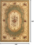 Unique Loom Versailles Collection Traditional Classic Floral Motif Area Rug (10' 0 x 14' 0 Rectangular, Green/Ivory)