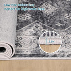 Dripex Vintage Washable Area Rug - 2x4 Indoor Door Mat Oriental Medallion Accent Throw Rug Distressed Foldable Non-Slip Low-Pile Bathroom Kitchen Rug for Entryway Laundry Room Living Room Bedroom