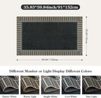 OJIA Easy Jute 3x5 Outdoor Rug Front Door Mats Washable Rugs for Entryway, Striped Border Black Rug Non-Slip Indoor Doormat Outdoor Porch Rug Farmhouse Area Rug for Outside Patio Living Room
