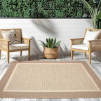 ILANGO Jute Area Rugs for Outdoor, Patio Woven Washable Rugs 5'x7', Natural Farmhouse Rugs for High Traffice Areas, Non Slip Carpet with Rubber Backing for Patio Backyard Balcony Porch