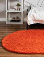 Unique Loom Solid Shag Collection Area Rug (8' x 10' Oval, Tiger Orange)