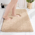 Beige Bathroom Rug 24x36 Non Slip Fluffy Bath Mat for Bathroom Floor Washable Plush Luxury Bath Rug for Tub Soft Shaggy Absorbent Shower Sink Mat