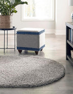 Unique Loom Solid Shag Collection Area Rug (8' x 10' Oval, Cloud Gray)