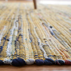 SAFAVIEH Rag Rug Collection Area Rug - 5' x 8', Yellow & Multi, Handmade Boho Stripe Cotton, Ideal for High Traffic Areas in Living Room, Bedroom (RAR121H)