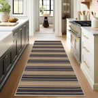 Striped Easy Jute Runner Rug,2x6 Kitchen Runner Rugs for Hallway Non Slip Washable Striped Indoor Outdoor Carpet for Laundry Room Bedroom Entry 6ft