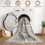 8x10 Area Rugs Living Room: Washable Boho Large Neutral Vintage Soft Rug Stain Resistant Farmhouse Non-Slip Indoor Floor Carpet for Bedroom Nursery Kids Office Dining Room Playroom- Grey Brown