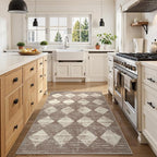 Lahome Moroccan Treills Area Rug - 3x5 Beige Rugs for Living Room Washable Entry Mat, Checkered Modern Soft Pet Friendly Indoor Accent Carprt for Coffee Table Bedroom Family Dinning Room Playroom