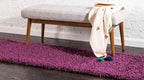 Unique Loom Solid Shag Collection Area Rug (2' 6" x 19' 8" Runner, Eggplant Purple)