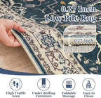 Vintage Distressed 2x3 Kitchen Rugs Washable Non Slip, Medallion Door Mat Indoor Entrance Entryway, Small Low Pile Rugs for Bedroom/Bathroom Vanity/Laundry Room, Deep Blue/Multi