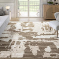Abani Terra Area Rug for Living Room, Bedroom - Abstract Pattern - Brown Cream - 8' x 10' - Durable & Easy to Clean