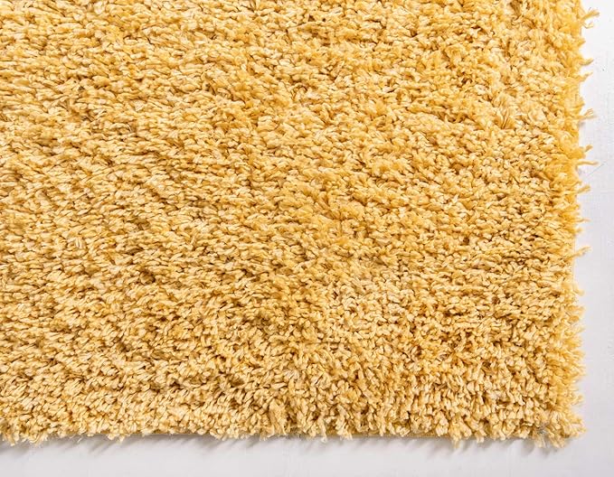 Unique Loom Davos Shag Collection Area Rug - Solid (10' x 13' 1" Rectangle, Sun Yellow)