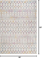 JONATHAN Y Boho Vintage Diamond Ivory/Multi Indoor Area Rug 3X5 ft, Moroccan Hype for Living Room, Bedroom, Kitchen, Office, Easy-Cleaning, High Traffic, Pet-Friendly, Non-Shedding (MOH101E-3)
