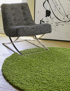 Unique Loom Solid Shag Collection Area Rug (4' 1" Round, Grass Green)