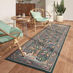 Rugcomf Runner Rug 2x6 Vibrant Tree of Life-Patterned Vintage Kitchen Rugs Non Slip Washable Soft Carpet Runner for Laundry Bedroom Bathroom, Green