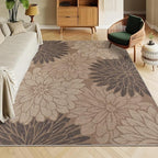 Floral Easy Jute Rug 5x7 Outdoor Patio Rug Washable Area Rugs for Living Room Bedroom Non Slip Neutral Farmhouse Indoor Outdoor Carpet for Backyard Patio Office