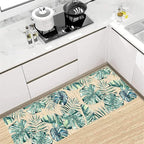 Tropical Palm Leaf Runner Rug 2.6x7 ft - Green Plant Pattern Non-Slip Rug, Stain Resistant Easy Clean for Hallway, Living Room, Bedroom Floor Mat