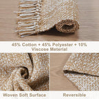 Collive Small Bathroom Rug, 2' x 3' Hand-Woven Low Profile Front Entryway Rug, Tan Cotton Reversible Washable Kitchen Mat Modern Farmhouse Carpet for Foyer Bedroom Back Door Decor