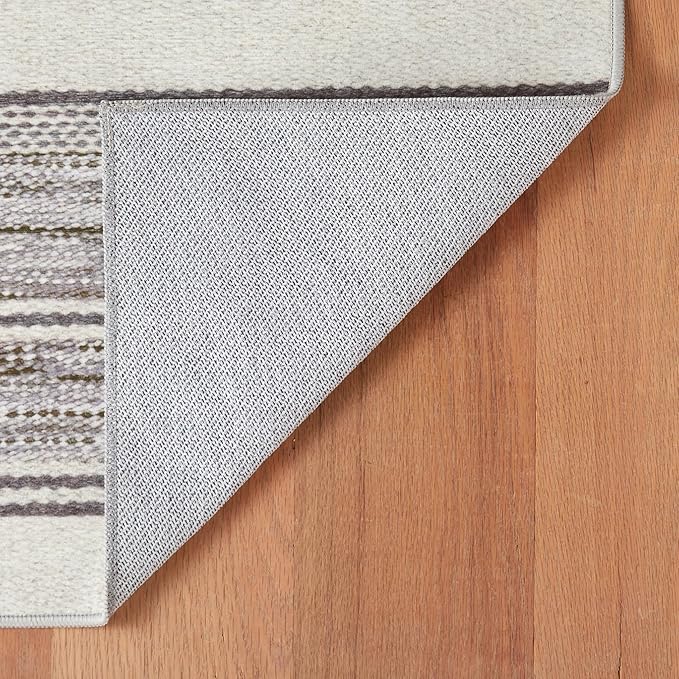 Dash & Albert Ellington Stripe Grey Machine Washable Rug, 4 X 6 Feet, Grey Stripe Pattern