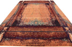Unique Loom Estrella Collection Rustic, Distressed, Modern, Abstract Area Rug (8' 0 x 11' 0 Rectangular, Orange/Black)